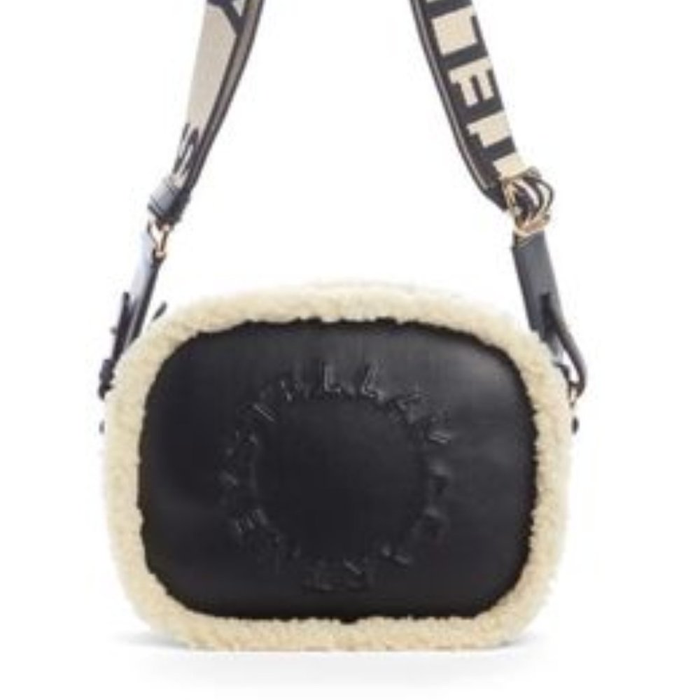NWT Stella McCartney Shearling  Faux Fur Camera Bag black